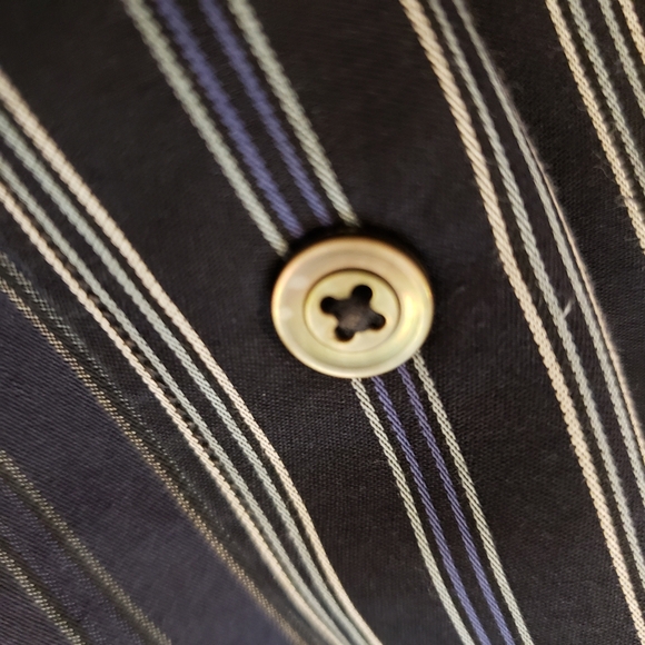 Ermenegildo Zegna Dress Shirt Mens Large Navy Striped Made In Italy $880 MSRP - Picture 9 of 9